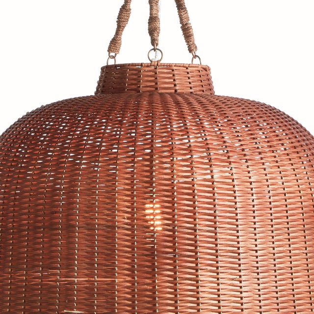 Handwoven of natural rattan and designed in a bellshaped silhouette, this casual, yet refined pendant is scaled for the...