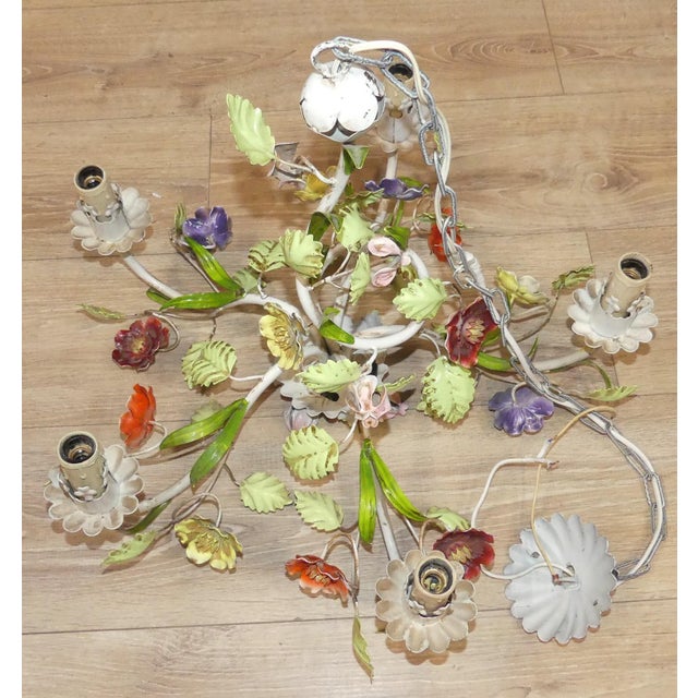 Cream Vintage Chandelier in Metal, 1970s For Sale - Image 8 of 12