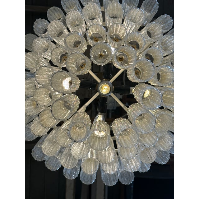 1970s 1970s Tiered Textured Murano Glass and Brass Chandelier For Sale - Image 5 of 9