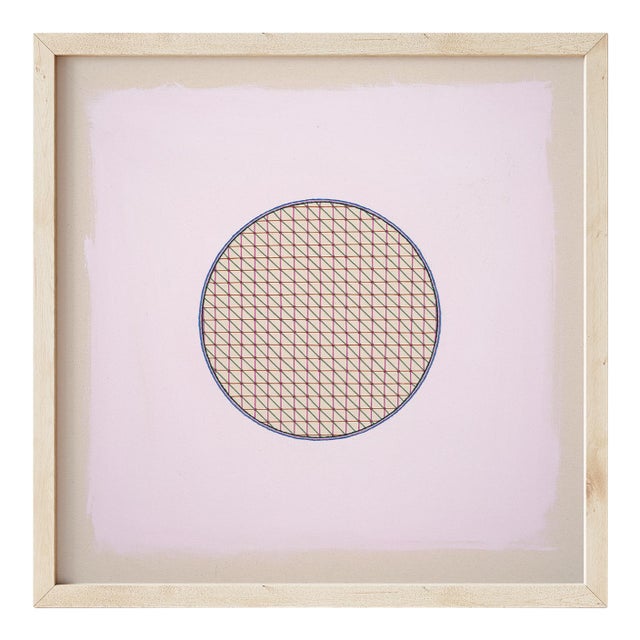 Pastel Lavender-Pink Abstract Minimal Circle Art Print by Emily Keating Snyder | 24 X 24 Print in Wood Frame For Sale