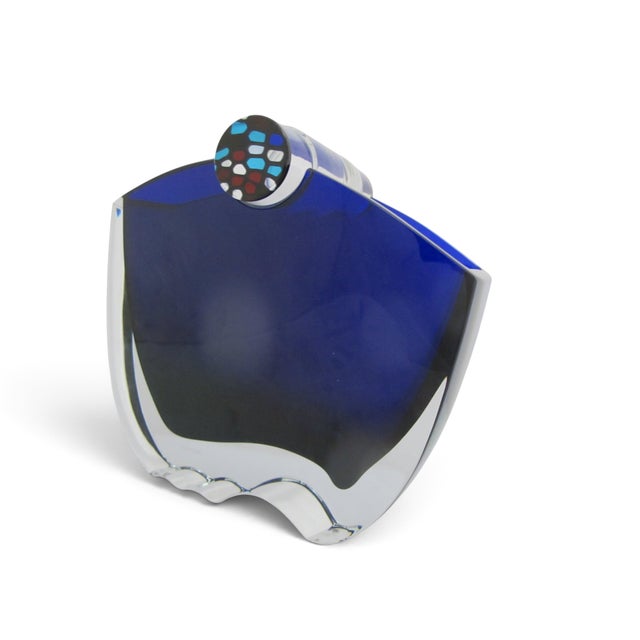 Blue Baccarat Crystal Cobalt Blue Oceanie Kaleidoscope Stopper Sculpture Vase For Sale - Image 8 of 18