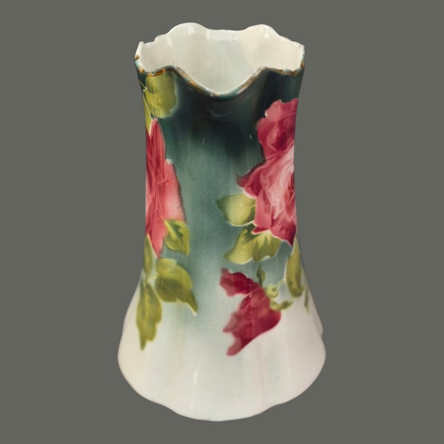 1920s Antique Romantic K & G Les Roses Luneville France Victorian Pitcher For Sale - Image 5 of 8