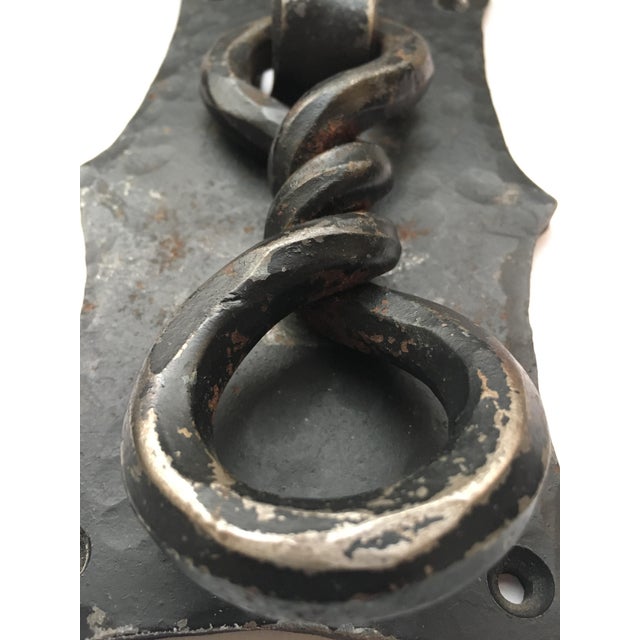 Handmade Hammered Iron With Forged Twisted Door Knocker For Sale - Image 4 of 6
