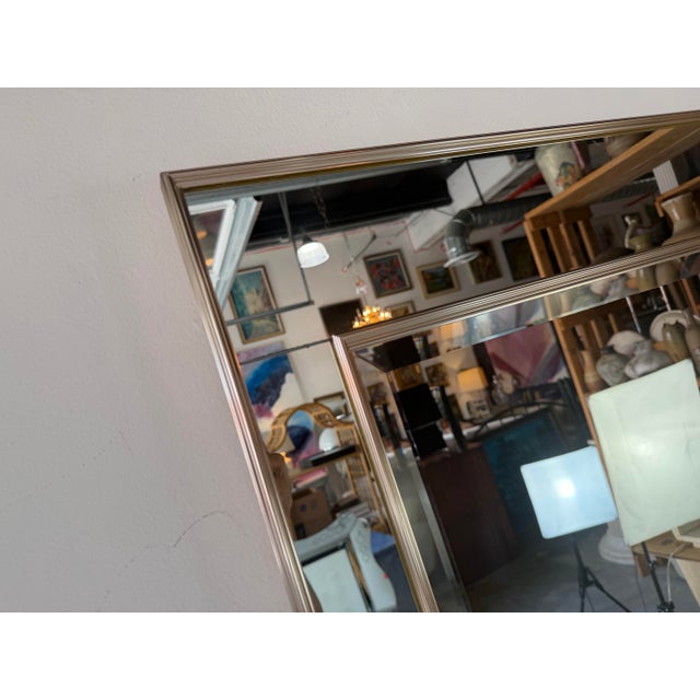 1980s La Barge Style Geometric Beveled Wall Mirror With Brushed Aluminum Frame For Sale In Miami - Image 6 of 12