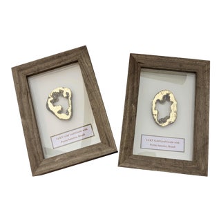Duo of Shadowbox Framed Pyrite Gems. For Sale