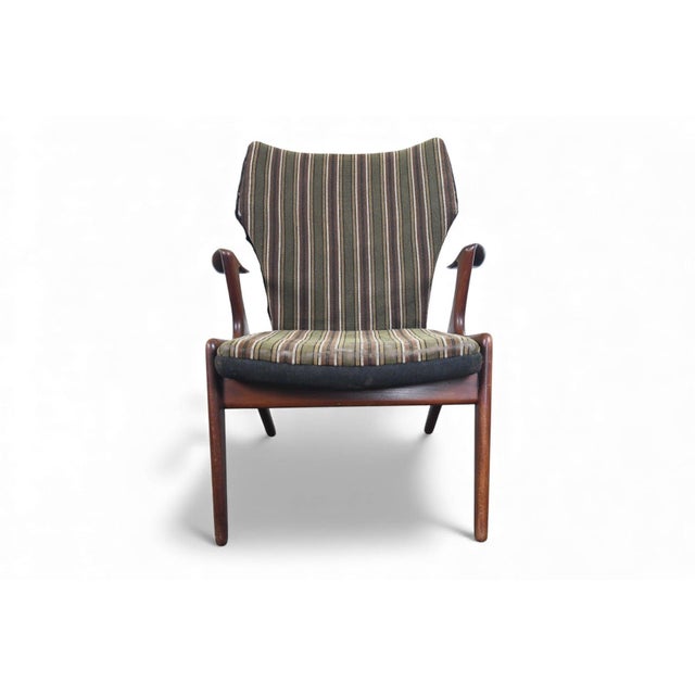 Brown Mid 20th Century Attributed to Kurt Østervig Atomic Wingback Lounge Chair in Afromosia For Sale - Image 8 of 10