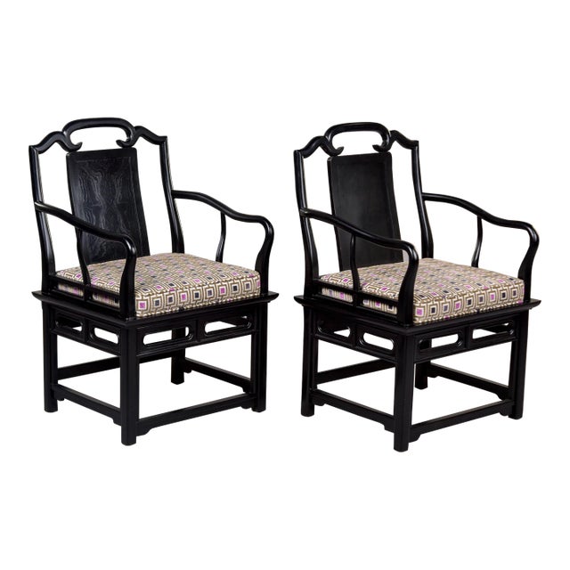 Vintage Century Furniture Chin Hua Collection Chinoiserie Arm Chairs - Pair For Sale