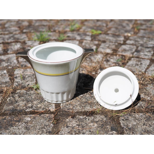 1920s French Limoges Giraud Le Grand Depot Art Deco Gold and Yellow Sugar Pot For Sale - Image 10 of 11