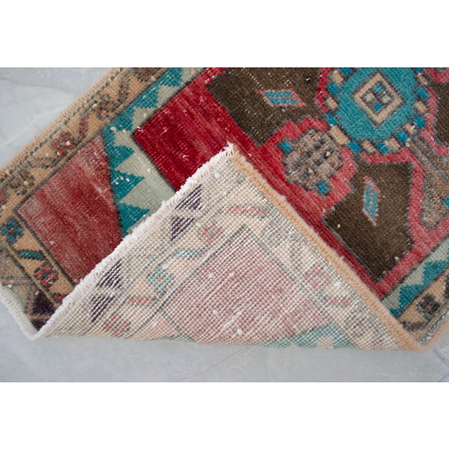 Hand Knotted Mat Small Oushak Rug - 1'4" X 2'7" For Sale - Image 9 of 14