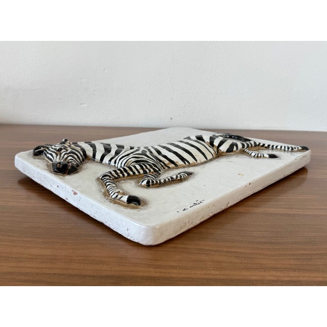 Bas-Relief Wall Decoration Depicting a Zebra in Glazed Terracotta, 1970s For Sale - Image 13 of 16