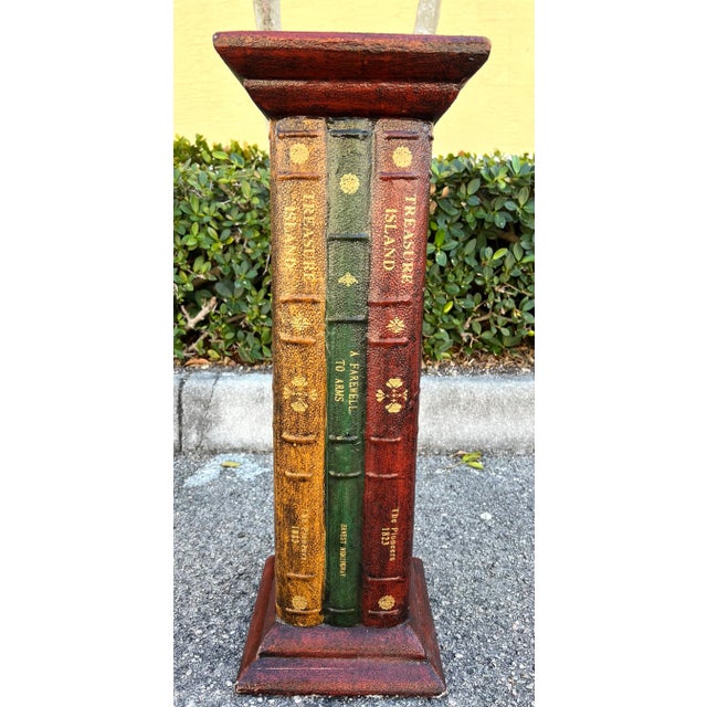 Faux Book Pedestal Plant Stand For Sale In Miami - Image 6 of 10
