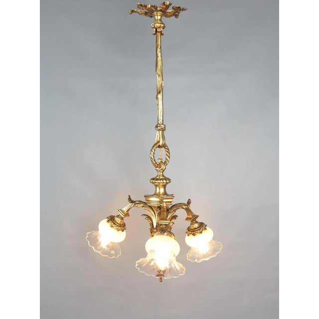 Gold Small Antique Gilded Bronze Chandelier For Sale - Image 8 of 9