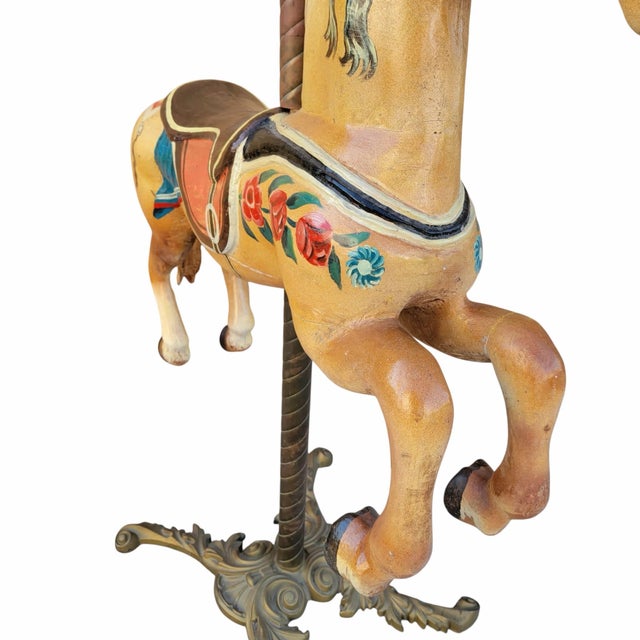 Vintage Painted Wood Carousel Horse Beautiful, hand-carved and painted wood carousel horse. The custom base has been made...
