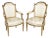 Pair 1920's Louis XVI Style Painted and Distressed Armchairs For Sale