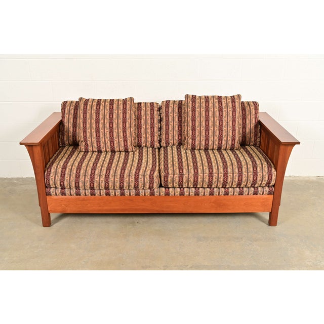 A gorgeous Mission, Arts & Crafts, or Prairie style sofa or loveseat By L. & J.G. Stickley USA, Circa Late 20th Century...