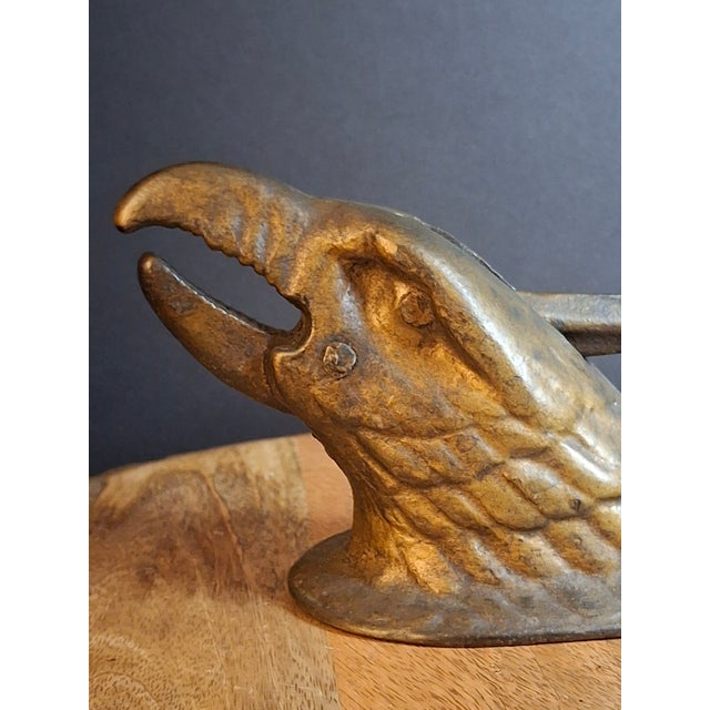 Antique Cast Iron Eagle Head Tabletop Nutcracker Mechanical Lever Brass Wash Finish For Sale In Boston - Image 6 of 18