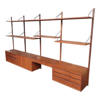 Vintage Poul Cadovius Teak Royal System 4 Bay Cado Wall Unit For Sale