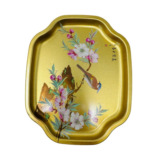 Vintage Enameled Chinoiserie Appetizer/Dessert Plates Made in England a Set of 4 For Sale - Image 4 of 12
