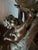 19th Century French Patinated Bronze Spelter and Rouge Griotte Marble Candelabras Garnitures Pair For Sale - Image 11 of 12