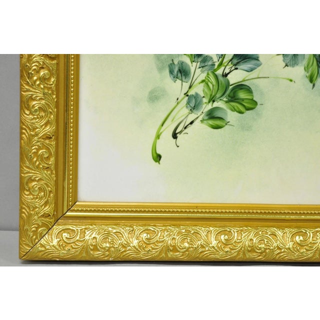 Late 20th Century Mary Wilson French Hand Painted Porcelain Plaque Pink Rose Flower Painting (A) For Sale - Image 10 of 17