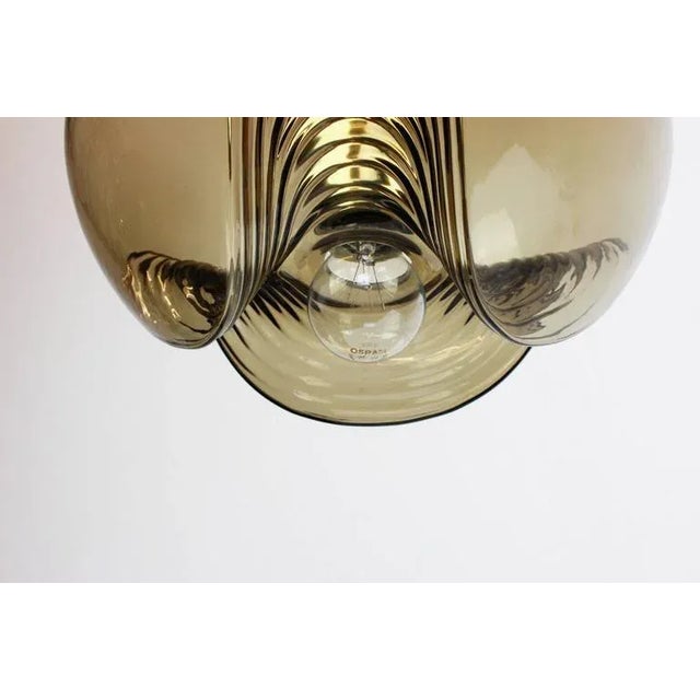 Large Smoked Glass Pendant Light from Peill & Putzler, Germany, 1970s For Sale - Image 4 of 11
