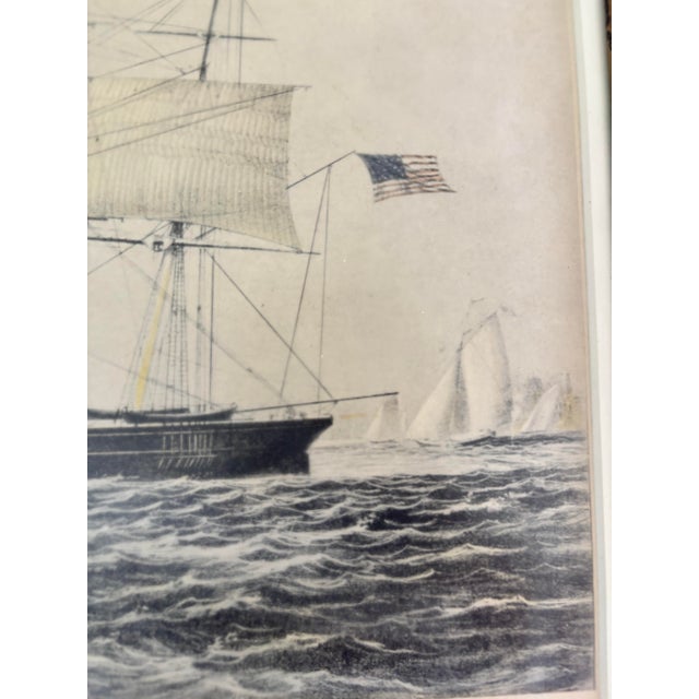 Currier & Ives “Clippership Nightingale” Hand Colored 1854 Lithograph From the Personal Collection of Curtis L. Carter For Sale - Image 10 of 12