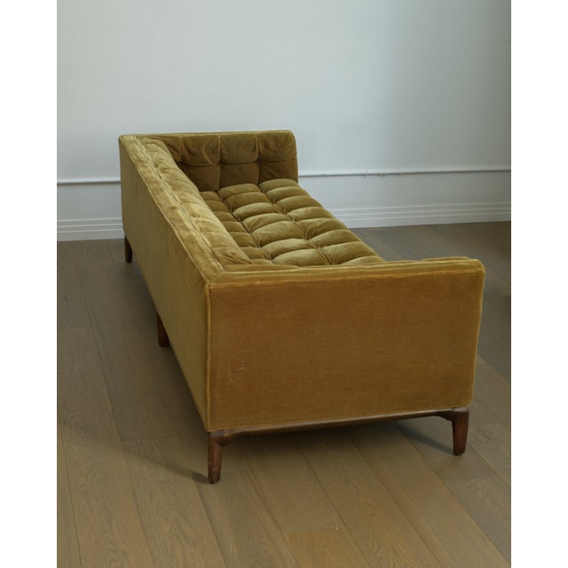 Mid-Century Modern Biscuit Tufted Sofa Attributed to Maurice Bailey, Burnt Gold Velvet, 1960s Design For Sale - Image 3 of 13
