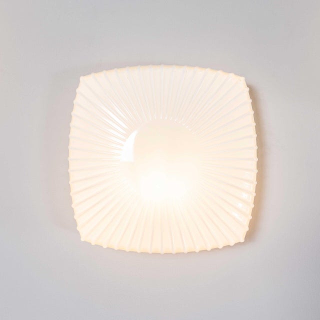 Czech Opaline Ribbed Dish Wall Lamp, 1950s For Sale - Image 10 of 10