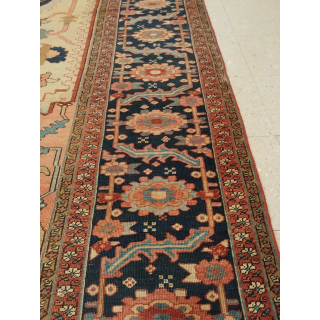 Blue Late 19th Century Antique Persian Serapi Rug 11'6"x17'9" For Sale - Image 8 of 11
