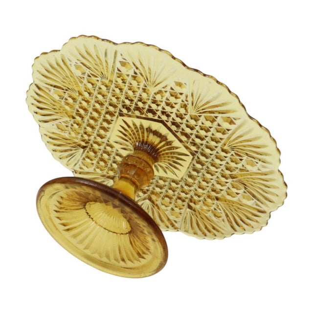 Art Deco Amber Cake Stand in Pressed Glass, 1930s For Sale - Image 11 of 14
