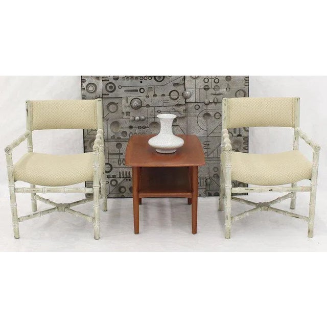 1960s Distressed Finish Faux Bamboo Capitan Chairs With X Bases - a Pair For Sale - Image 5 of 13