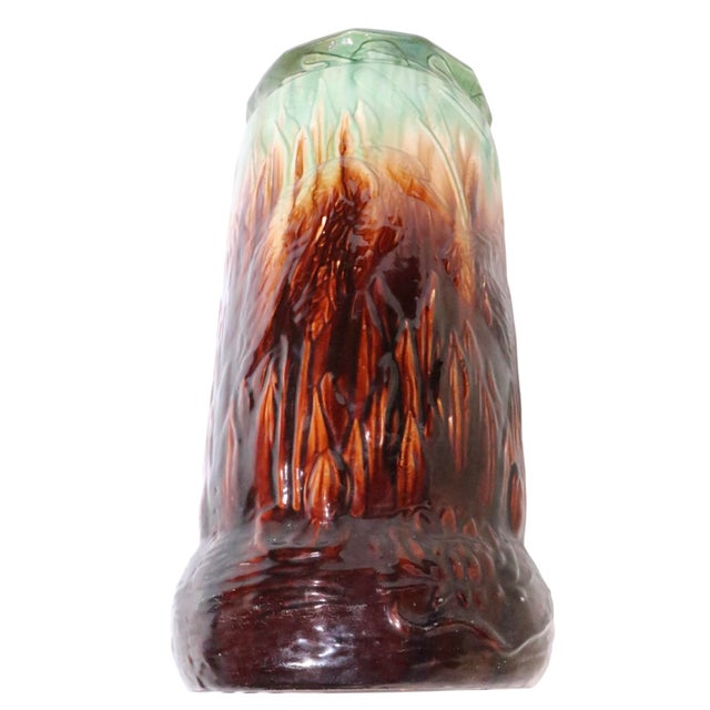 Victorian Antique Majolica Umbrella Cane Stand Possibly Weller or Roseville For Sale - Image 3 of 15