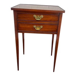 Late 20th Century Henkel Harris Furniture Hepplewhite Style Solid Cherry Two Drawer Nightstand or Side Table For Sale