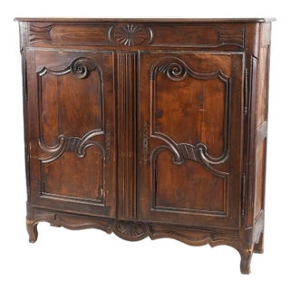 18th Century Louis XV Provincial Oak & Walnut Armoire With Modern Drawer Interior For Sale