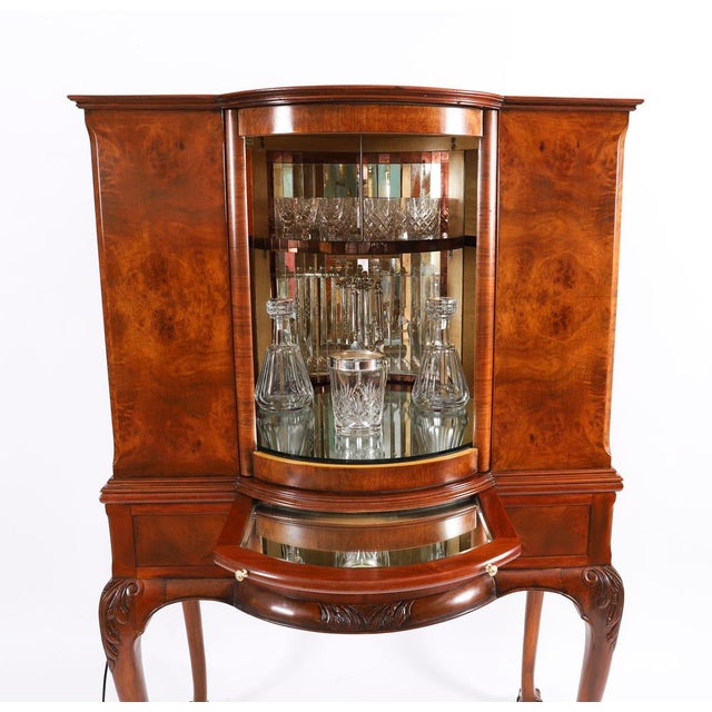 Antique Burr Walnut Revolving Dry Bar Cabinet, 1920s For Sale - Image 13 of 18