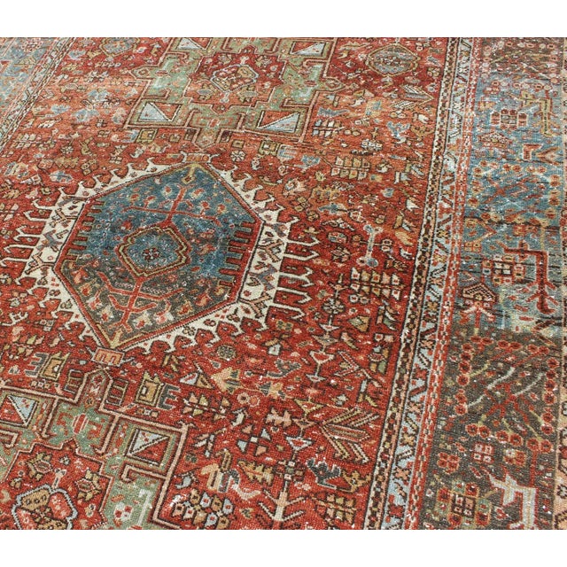 Antique Persian Karadjeh Rug With Geometric Medallions and Tribal Motifs 4'10 X 6'5 For Sale In Atlanta - Image 6 of 13