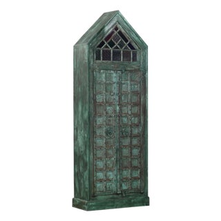 Armoire Constructed From Antique Indian Painted Teakwood Doors and Elements For Sale