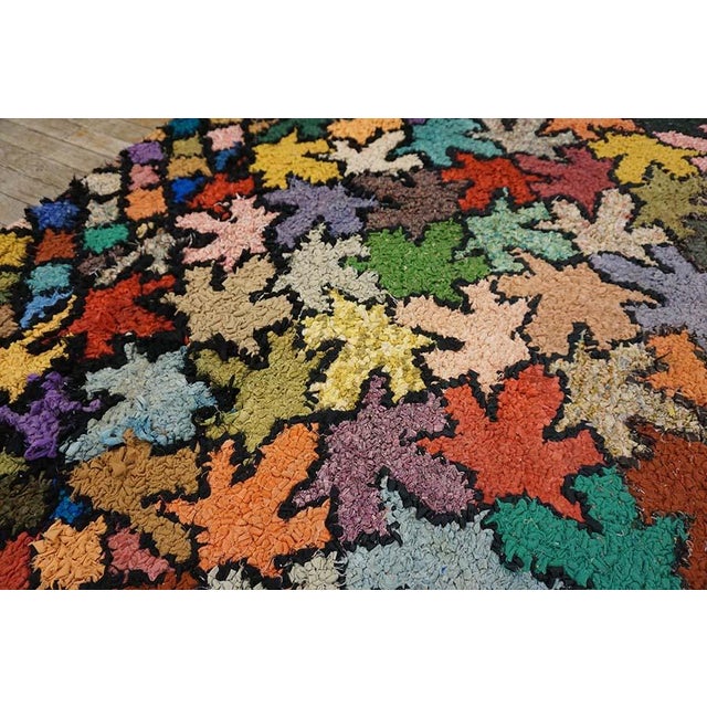 Textile Phenomenal Multi Color and Geometric Desing Border Antique American Hooked Rug For Sale - Image 7 of 14