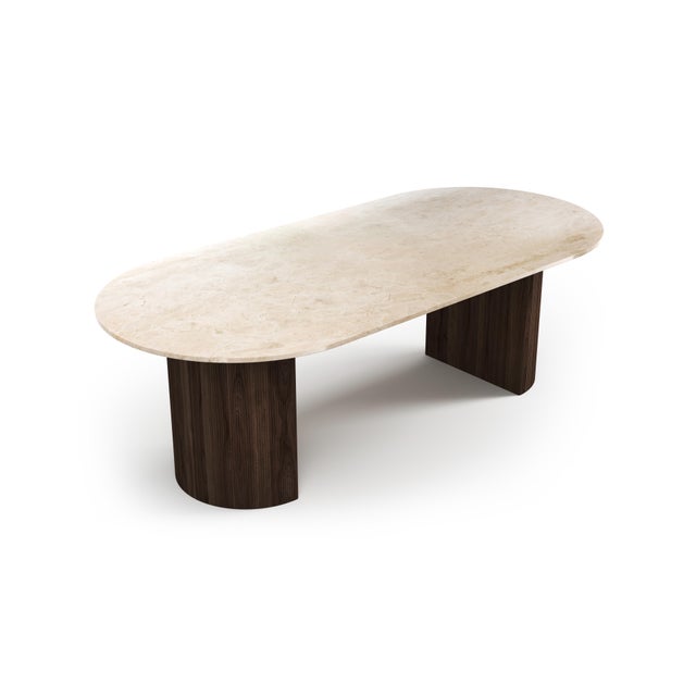 Contemporary Refleko Crema Marble Dining Table from Stone Valley For Sale - Image 3 of 5