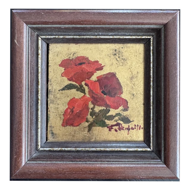Eddie Verfaille, Expressionist Flowers, 1980s, Oil on Panel For Sale