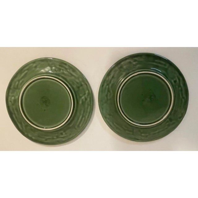 Bordallo Pinheiro Majolica Plates Green Oak Leaf Acorn - Set of 6 For Sale In Philadelphia - Image 6 of 10