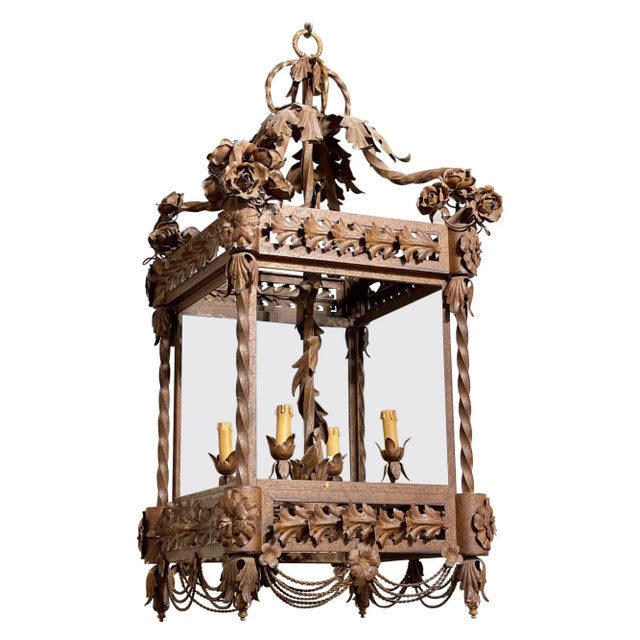 Large French Wrought Iron Lantern For Sale - Image 10 of 10