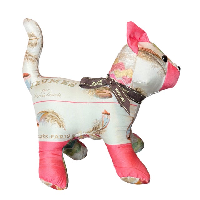French Hermes Plumes Vintage Silk Scarf Charming Kitten For Sale - Image 3 of 3
