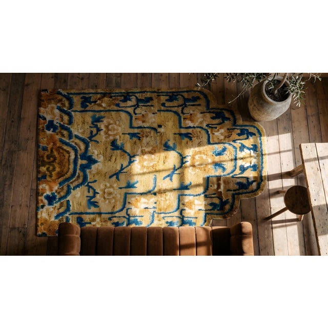 1880s Goldenord Medallion Qing Antique Chinese Ningxia Rug 2'0" X 2'0" Knotted Wool Carpet For Sale - Image 13 of 13