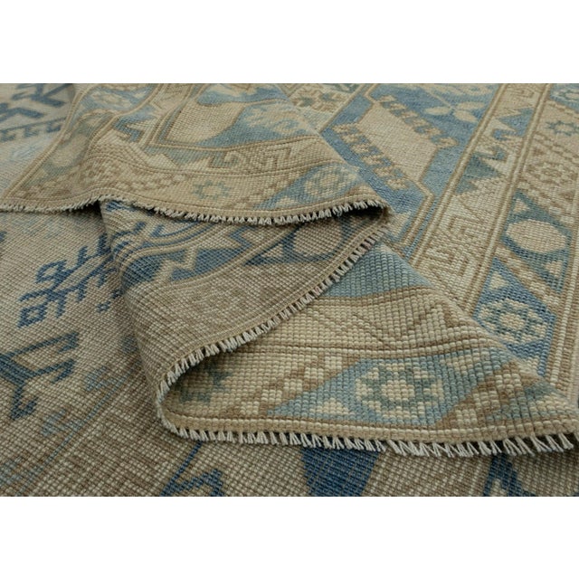 Textile Cream & Blue Turkish Vintage Rug 6'4" x 9'8" For Sale - Image 7 of 9