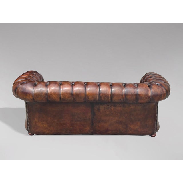 Animal Skin Victorian Brown Leather Chesterfield 3-Seater Sofa, 1880s For Sale - Image 7 of 12