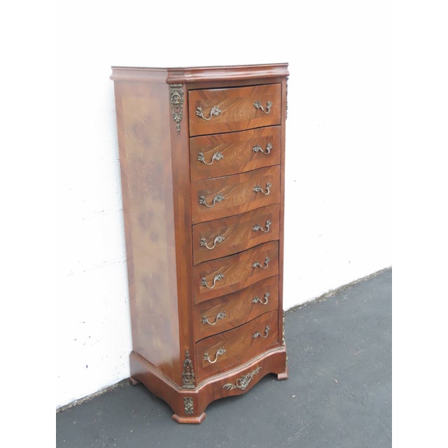 French Tall Narrow Inlay Lingerie Jewelry Chest 6428 For Sale - Image 4 of 18
