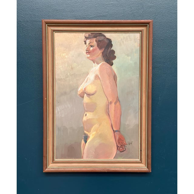 Mid-Century Modern Gustaf Gunnar Johansson, Nude Study., 1945, Oil on Panel, Framed For Sale - Image 3 of 11
