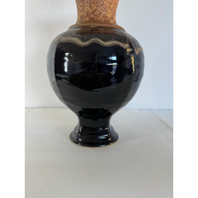 Allan Ditton Studio Art Pottery Drip Glaze Brown Table Lamp For Sale In Boston - Image 6 of 9