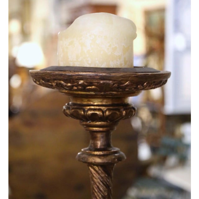 19th Century Italian Carved Polychrome and Painted Candlesticks, Set of Four For Sale - Image 12 of 13
